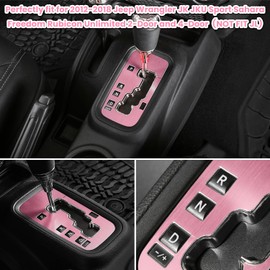 Trim Gear Frame Cover Gear Shift Box Cover For Jeep Wrangler 2012-2018 JK JKU Sport Sahara Freedom Rubicon Unlimited Gear Shift Panel Cover Trim Interior Decoration Accessories Aluminum (Pink)
