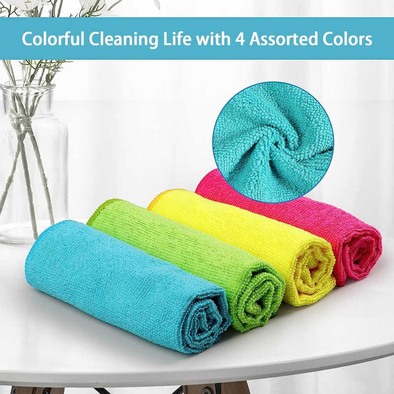 HOMEXCEL Microfiber Cleaning Cloth, 8 Pack Cleaning Rags, Cleaning Towels