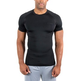 DEVOPS 3 Pack Men's Athletic Short Sleeve Compression Shirts (Medium, Black/Black/Black)