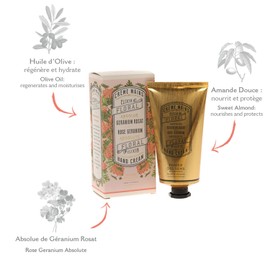 Panier des Sens Hand Cream for Very Dry Hands Geranium with Olive Oil - Moisturising Cream - Natural Cosmetics Made in France - 75 ml