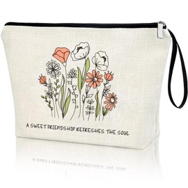 Christian Art Gifts Safe Inspirational Scripture Cosmetic Bag for Friends with Bible Verse: Sweet Friendship –Proverbs 27:9 Sage Green Floral Zipper Bag Get Well Gifts Birthday Gifts for Women
