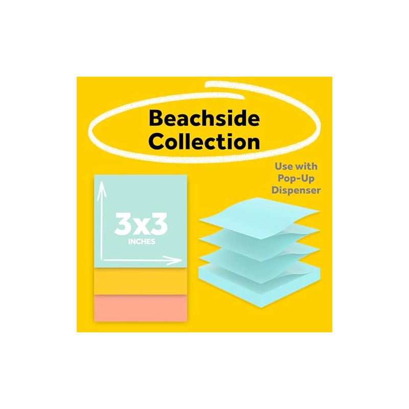 3M Post-it Notas Adhesivas Pop-up, Color Marseille, 3x3in, 6 blocks,100