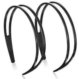 YUXIANLB 2 Pack Black Plastic Headbands with Double Row Teeth Comb Non Slip Lightweight Hair Clips for Women Girls for Dating Work Shower DIY Hair Accessories Fashion Hoop Decorations