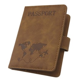 ILIYAH Liyah Passport Cover Luggage Tag Set - Family Travel Wallet, RFID Passport Cover Made of Leather, German, Luggage Tag for Suitcase, Europe Travel Tag for Children, Brown Mg, Minimalist