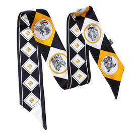 JERLA 100% Mulberry silk Scarf Head Hair Ribbon Handbag Handle wrap Tie Bundle Scarf Neckerchief Scarf for women (Black dog)