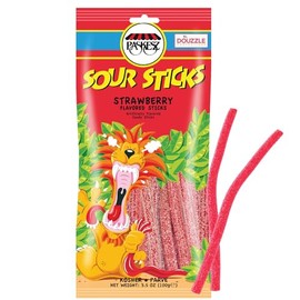 DOUzzle Graduation Treats - Sour Sticks Chewy Candy Straws Red Strawberry (3.5 OZ - Pack of 1) Goodie Bag Stuffer, Pinata Filler - Kosher Parve