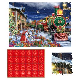 JYWQCC Christmas Advent Puzzle Calendar 2024,1008 Pieces Christmas Advent Calendar Jigsaw Puzzles,Funny Christmas Game Gifts,Xmas 24 Days Advent Countdown Gifts for Adults Teens