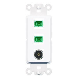 RiteAV 2 Port SC-APC-Simplex TOSLINK Coupler Jack Insert Rocker Module Female-Female for Decorative Wall Cover Face Plate [White]