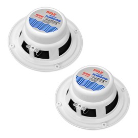 Pyle 6.5 Inch Dual Marine Speakers - 2 Way Waterproof and Weather Resistant Outdoor Stereo Sound System with 400 Watt Power, Polypropylene Cone and Butyl Rubber Surround - 1 Pair - PLMR605W(White)