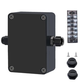 Otdorpatio Project BoxI P67 Outdoor Waterproof box Electronic Junction Box with 15A 600V Barrier Terminal 1IN/1Out Electrical Boxes Black with Fixed Ear 3.3x2.3x1.3 inch