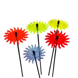 SunCatcher Garden Decor Ornaments Smiling Suns, Set of 5 Decorative Garden Stakes, 25cm/10'' high Outdoor Accessory, Great Gardeners Gift, Colour:mixed colours