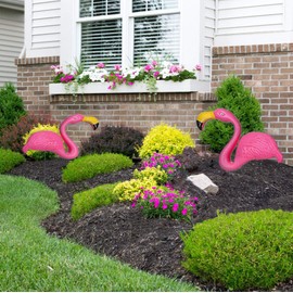 Pink Flamingos Yard Decorations Large 23" [Set of 2] Outdoor Garden Flamingo Statue Ornament Lawn Decor by 4E's Novelty