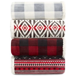 Eddie Bauer Mountain Plaid Blanket, Full/Queen, Chrome