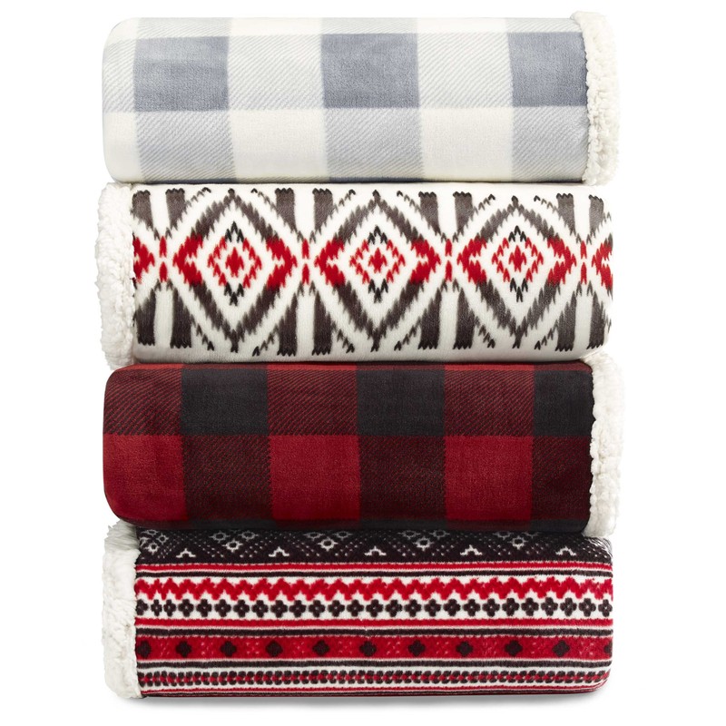 Eddie Bauer Mountain Plaid Blanket, Full/Queen, Chrome