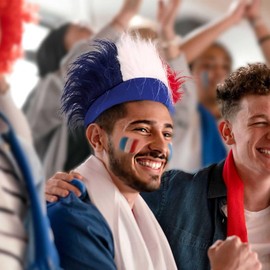 Mister Gadget MG3465 Wig Fan Accessories Tricolour Blue, White, Red to Support France in the Stands or Decorate Your Theme Events, Polyester, 0 x 0 x 29 cm