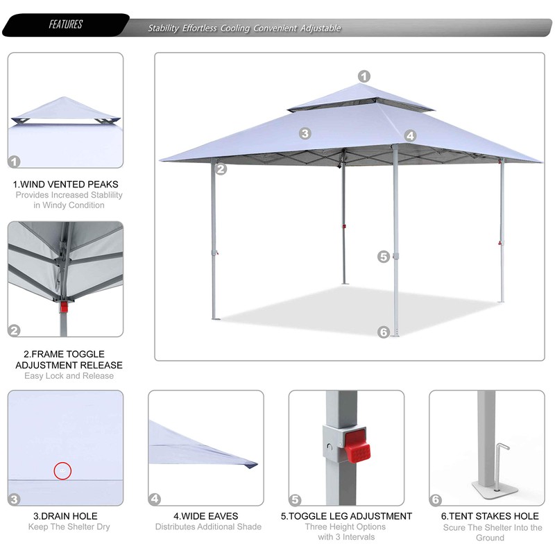 ABCCANOPY Easy Set-up 13x13 Canopy Tent 169 sq.ft Sun Shade