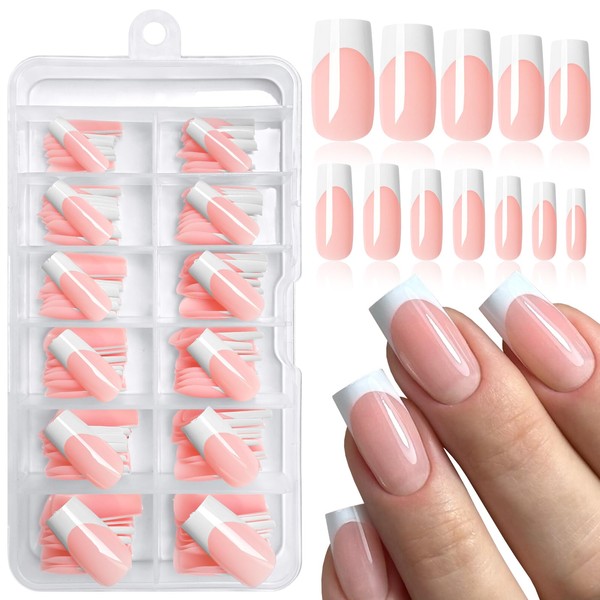 LoveOurHome 120pc French Tips Press on Nails Long Square Fake