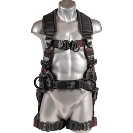 Palmer Safety 4 D-Ring Harness, Quick-Connect Buckles, SRL Tunnel, Padded Comfort, Trauma Straps, ANSI Z359.11-2021 Compliant