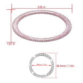 HOKTI Bling Crystal Car Cup Holder Coaster Engine Start Stop Button Cover Compatible with KIA K2 K3 K5 KX VQ Rio Shiny Diamond Car Logo Emblem Sticker Interior Accessories Set,Pink