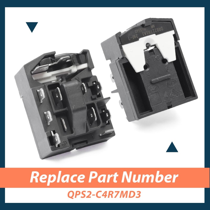 Lisnhlin QPS2-C4R7MD3 Overload Protector Relay Replacement for Frigidaire 5304521534, 5304521562