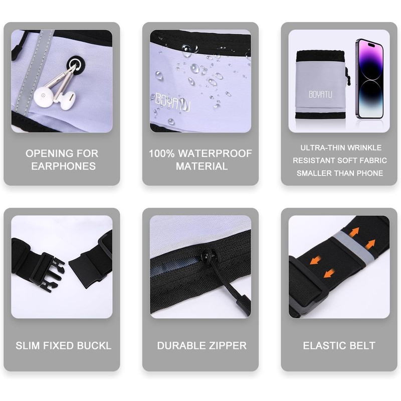 Running Belt Waist Fanny Pack: Waterproof Phone Holder Workout Pouch