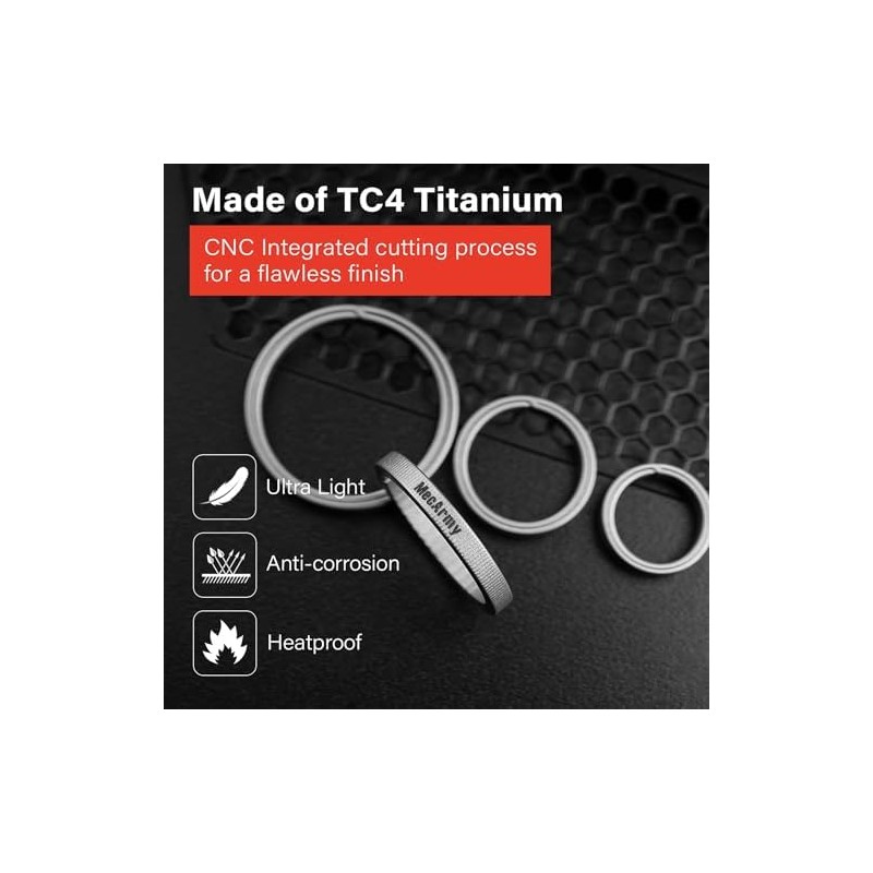 MecArmy Titanium 3pcs/4pcs/7pcs/18pcs Key Rings Keychain Large Small Split Rings