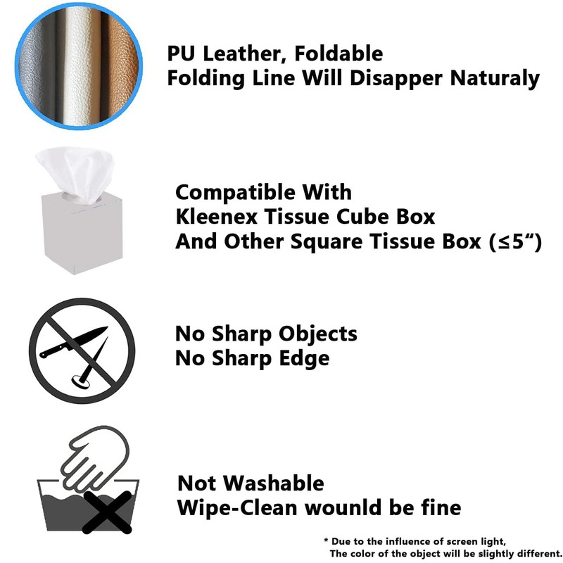 1 x White Tissue Box Holder Square PU Leather Tissue