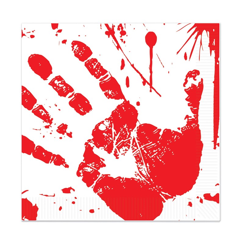 Beistle 8103 Bloody Handprints Luncheon Napkins, (16, Count), Red/White