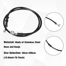 200 cm Motorcycle Brake Hose, Motorcycle Steel Flex Brake Line Hydraulic Brake Line Front and Rear for Pit Bike Dirt Bike Enduro Motocross ATV Quad Black