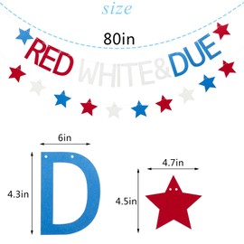 Red White & Due Banner - Patriotic Baby Shower Garland, 4th of July Baby Shower Banner, USA Theme Nursery Decorations, Independence Day Party Backdrop