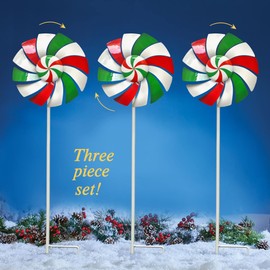 Outdoor Metal Stakes, Wind Catcher Spinner Garden Stakes, Outdoor Wind Spinners, Yard Patio Christmas Decoration, Set of 3…