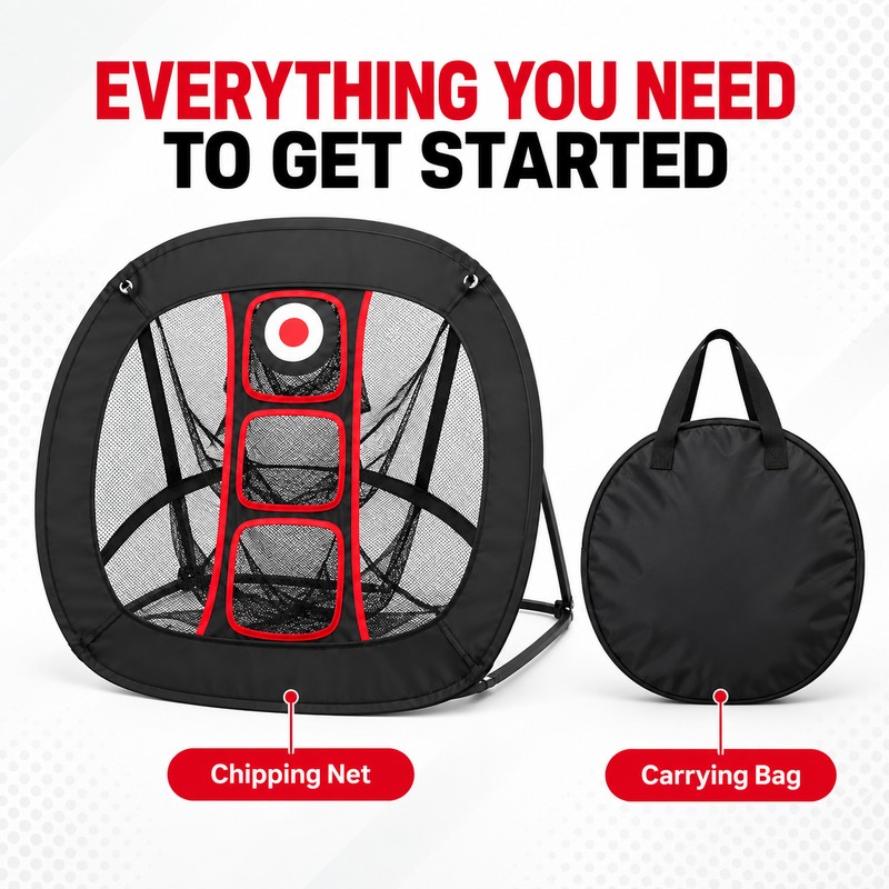 Portable Golf Chipping Practice Net with 3 Target Pockets –