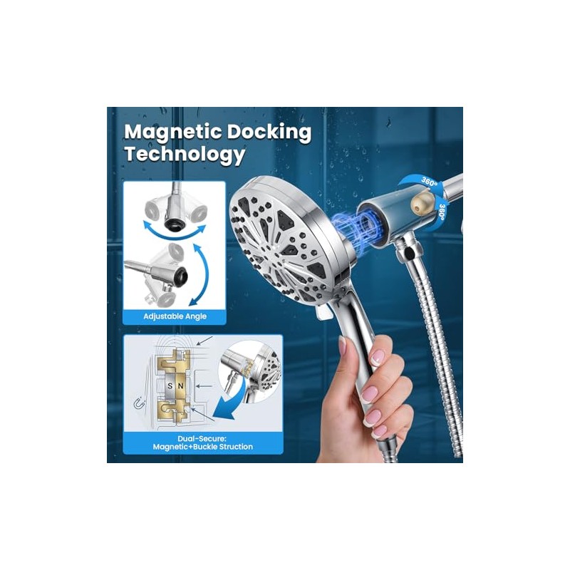 High Pressure Magnetic Shower Head with handheld - 10 Spray