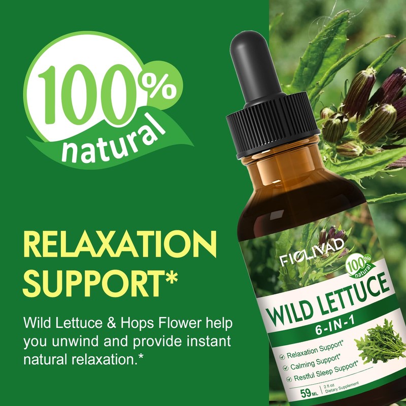 6-in-1 Wild Lettuce Extract Tincture for Relaxation, 2oz