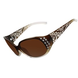 LVIOE Polarized Oversized Sunglasses for Women, Rhinestone Ladies Sunglasses with UV400 Protection