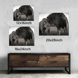 Lion Lioness Black and White Picture Master Bedroom Nursery Wall Art Minimalist Animal Couple Artwork Framed Canvas Painting Print for Home Bathroom Décor 12x16in Love Greyscale