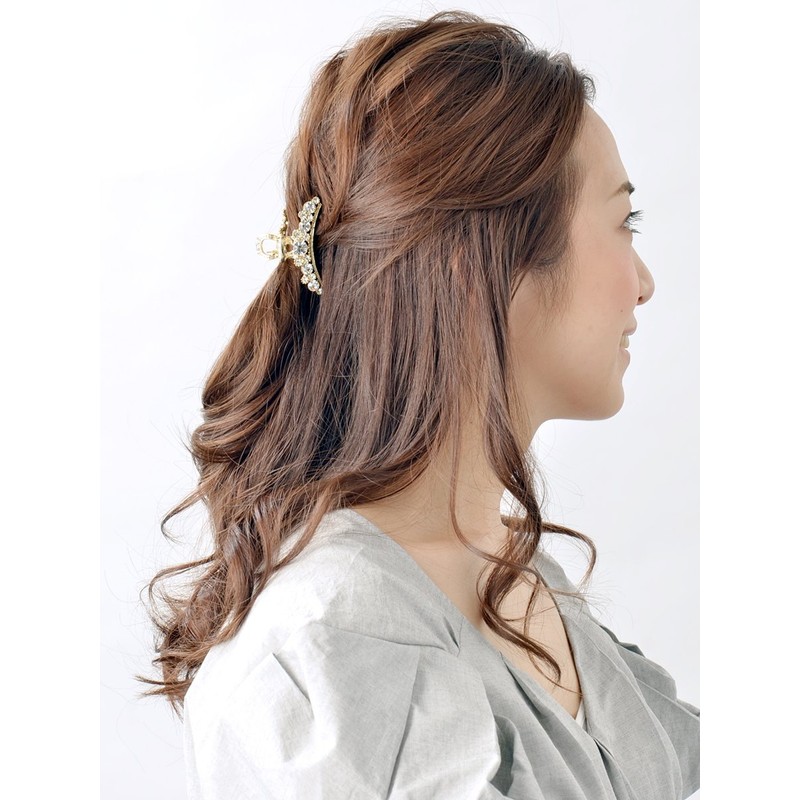 VINGTAINE H-830 Gold Rhinestone Hair Claw Hair Clip Hair Accessory