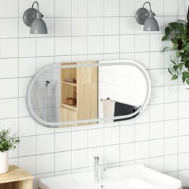 vidaXL LED Bathroom Mirror, Oval Shape, 39.4"x17.7" - Wall-Mounted, Waterproof IP65, Includes USB Interface and Hooks – Ideal for Wet Environment.
