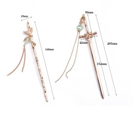 2 Pcs Metal Tassels Hair Sticks Chinese Style Sword Bamboo Hair Chopsticks Buns Pin Hair Accessories for Women Girls, Gold