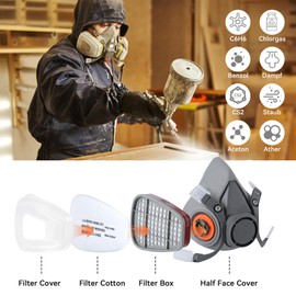 BellaGesundheit Reusable Respirator Mask with Filters and Goggles Half Face Dust Mask for Painting Fine Dust Grinding Crafts Sanding