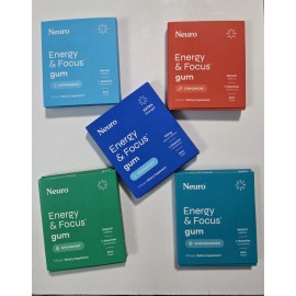 Neuro Gum L-theanine B-12 Nootropics Caffeine 5pk 45pcs Energy & Focus Variety 