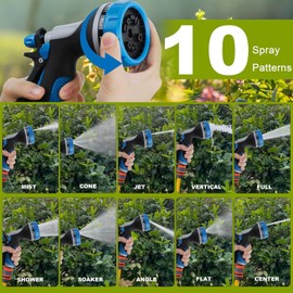 Hose Nozzle with Adjustable 10 Watering Patterns,Garden Hose Spray Nozzle with Slip Resistant High Pressure,Water Hose Nozzle Sprayer for Plants & Lawns Watering,Car Washing and Pet Showering