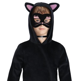 IKALI Cat Costume For Girls, Kids Toddlers Black Cat Costume With Eye Mask, Choker and Tail 8-10 Years