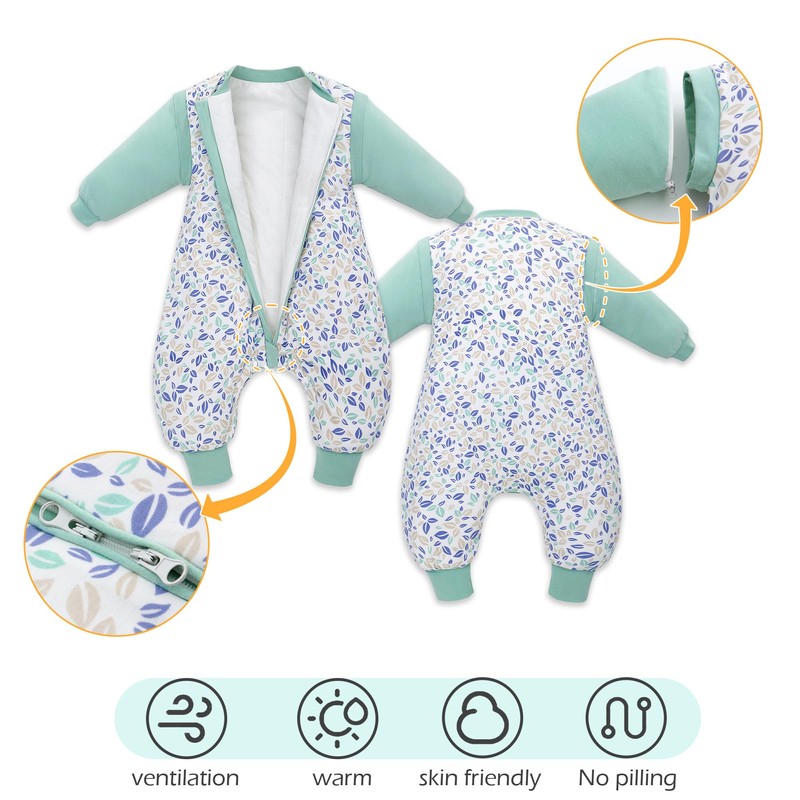 Baby Winter Sleeping Bag with Feet Long Sleeves, Sleeping Bag