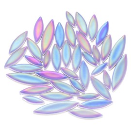 sourcing map Ceramic Mosaic Tile, About 200g Teardrop Leaf Tile Mosaic Block for Handicrafts Artwork, Blue/Purple/Green