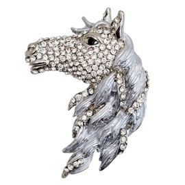 GFM Horse Rhinestones Brooch - Large Size - Womens Girls Mens - Christmas, Valentine's, Birthday, Mother's Day - (BRCH-BT7138-HS-DMT-CH)