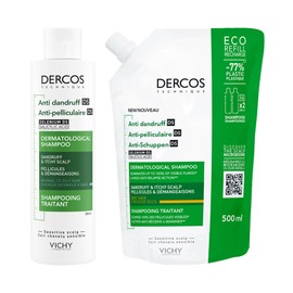 VICHY Dercos Anti-Schuppen Shampoo für trockenes Haar, 200 ml + Eco-Refill 500 ml, Dermatologische Anti-Schuppen-Behandlung mit Mikrobiom-Technologie