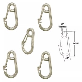 Unbranded 5 Pieces SS316 Marine Boat 1/4 Inch Spring Snap Harness Clip Type WLL 250 Pounds