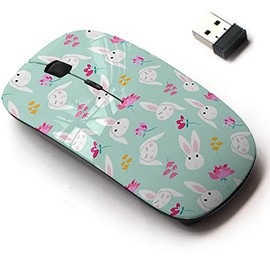 2.4G Wireless Mouse with Cute Pattern Design for All Laptops and Desktops with Nano Receiver - Cute Bunny Rabbit