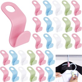 50Pcs Colorful Clothes Hanger Connector Hooks,Clothes Hangers for Heavy Duty Space Saving for Closet,Connection Hooks Clip Closet Wardrobe Organizer (White,Green,Pink,Blue)